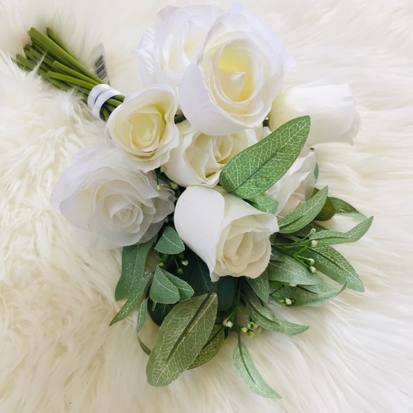 Ashland Faux Floral Bouquet White Roses & Greenery